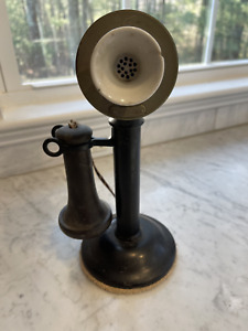 Antique 1904 Western Electric Candlestick Telephone with Porcelain Mouthpiece