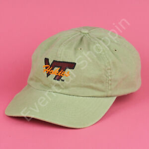 Nissun Vintage 1990s Virginia Tech Hokies VT Adjustable Hat in Tan