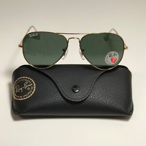New Ray-Ban Aviator Classic Gold RB3025 001/58 58-14 58mm POLARIZED Green G15