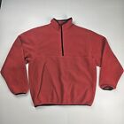 Vtg Orvis Fleece Pullover Men's Medium Red Long Sleeve 1/4 Zip USA Polyester
