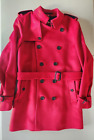 NWT BURBERRY KENSINGTON WOOL CASHMERE Double Breasted Trench Coat Sz US 40 Red