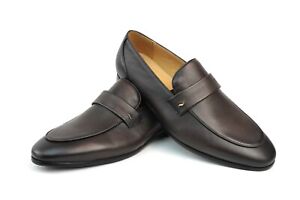 Brown Men's Exclusive Genuine Leather Slip On Dress Shoes Loafers AZAR MAN Uber