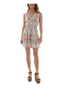 BCX DRESS Womens Sleeveless Surplice Neckline Mini Fit + Flare Dress