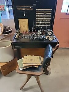 RARE ANTIQUE BELL Telephone Operator Complete Switchboard &Equipment Chair