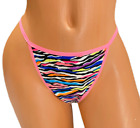 Victorias Secret PINK Cotton V-String Thong Panty Multicolor Animal Print New