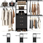 Wood Closet Organizer System Heavy Duty Clothes Rack with 3 Drawers and 3 Rods