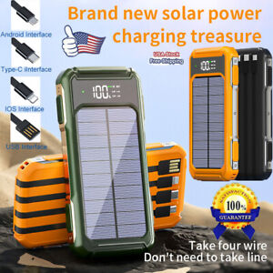 Solar Power Bank 900000mAh 4 USB Backup External Battery Charger for Cell Phone