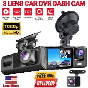 Dash Cam HD 1080p Car Dual Lens Front/Rear/Inside Video Recorder Camera G-sensor
