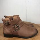 Vionic Boots Womens 8 Logan Ankle Shoes Brown Leather Classic Casual Buckles