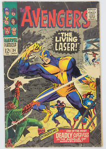 The Avengers #34 1966 4.0 VG 1st Appearance Laser! Last Stan Lee plot/script!🔑