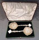 Victorian Cast Sterling and Gold Bonbon Spoons (pair) by Elkington & Co (in fitt