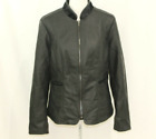 NWT Alfani $109 Womens Black Faux Leather Zip Up Jacket L