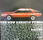 Vintage Renault Fuego Sports Car Print Ad 1980s Original Advertising