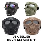 Skull Motorcycle Protective Goggles Removable Face Mask Motocross Riding Eyewear