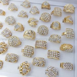 Wholesale lot 16pcs rings cubic zirconia cz crystal woman jewelry bulk