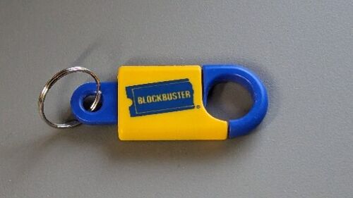 Vintage Blockbuster Video Store Keychain Key Ring Blue/Yellow VHS Logo NEW