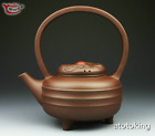 China antique purple sand Double dragon pattern Lifting beam purple clay teapot