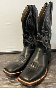Cody James Black Leather Western Cowboy Boots Embroidered Size 12