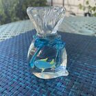 Vintage Art Glass Fish In A Bag With Blue Ribbon Paperweight