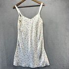 Vintage Slip Night Gown Women's Large White Colorful Floral Print Straps 90s Y2K