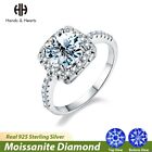 925 Sterling Silver 1ct White Moissanite Square Rings Engagement Women Jewelry