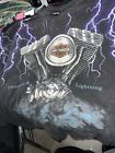 Vintage 90s Harley Davidson Thunder & Lighting AOP Mens Size XXL Shirt