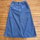 Liz Claiborne Lizwear Jeans Vintage Denim Maxi Skirt Size 12 Blue Cotton 90s