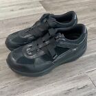 Skechers Shape Ups Black Hydro Leather Z Strap Toning Shoes Womens 8 Hook Loop