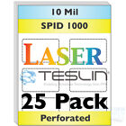 Laser Teslin Paper - 8up Perforated - For Making PVC-Like ID Cards - 25 Sheets
