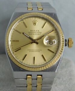 Rolex Oysterquartz Datejust 17013 18k Solid Gold/SS 1985 Mens Watch....36mm
