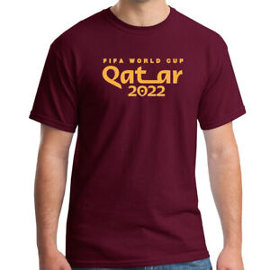 QATAR WORLD CUP 2022 , RED SHORT SLEEVE  T-SHIRT GOLD ACCENT