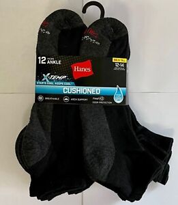 Hanes 12 Pair BIG & TALL X-Temp Ankle Socks size 12-14 shoe size