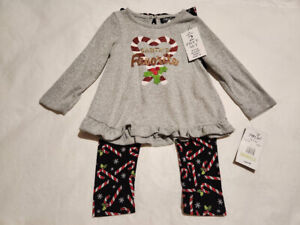 NWT Rare Too! Christmas Santa's Favorite Outfit Set 2PC 4T Toddler Girl