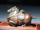China Dynasty Folk Old Antique Red Copper Wealth Yuan Bao Tang Horse Statue 9cm