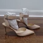 Nine West New Size 8.5 Nude Leather Ankle Strap Pointed Toe Stiletto Dress Pumps