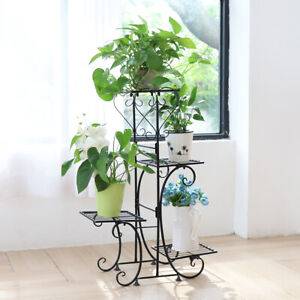 Indoor Iron Tall Plant Stand Shelf Rack Garden Metal Flower Pots Display Holder