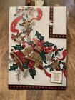 Vintage Christmas Tablecloth Spain MIP 60 x 84 & 4 Small  Vintage Christmas Tins