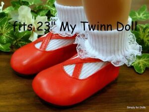 RED Cris-Cros Ankle Strap DOLL SHOES fits 23