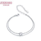 925 Sterling Silver Double-layer 1CT Moissanite Bracelet Fashion Women Jewelry