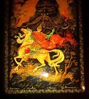 2 Lot Genuine Lacquer Palekh Boxes Made In Russia Knight Whit Horse Jewelry Gift