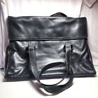 Tignanello Black Leather Purse Laptop Office Case Briefcase Polyester Lining
