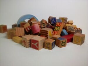 Vintage assorted kids Wooden building blocks. Several different styles