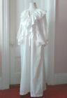 Laura Ashley Vintage Robe White Cotton Lace Victorian night S M Dressing Gown
