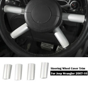 Interior Steering Wheel Cover Trim Decor For Jeep Wrangler JK 2007-2010 Silver (For: 2008 Jeep Wrangler)