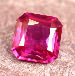 13.70 Natural Rare Mogok Pink Ruby Certified Square Cut Unheated Loose Gemstone