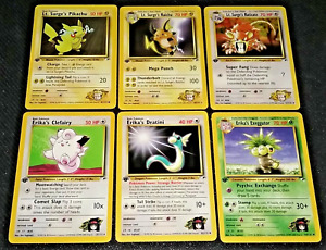1ST EDITION GYM HEROES - LT. SURGE'S / ERIKA'S POKEMON NON HOLO CARD LOT (EX/NM)