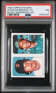 1984 Topps Stickers Baseball Rickey Henderson Card #202 PSA 7 73526386