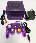 Nintendo GameCube Translucent PURPLE Gaming Console DOL-001 Controller Bundle