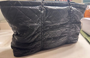 CHANEL Lambskin East West Sharpei Shopping Tote Black Handbag Caviar leather