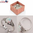 Womens White Fire Opal 925 Sterling Silver Gemstone Jewelry Ring Size 6-9